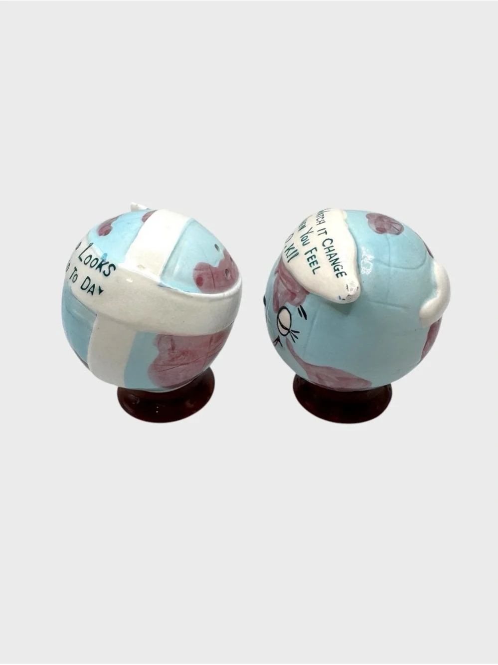 Vintage Enesco Globe Ceramic Shakers